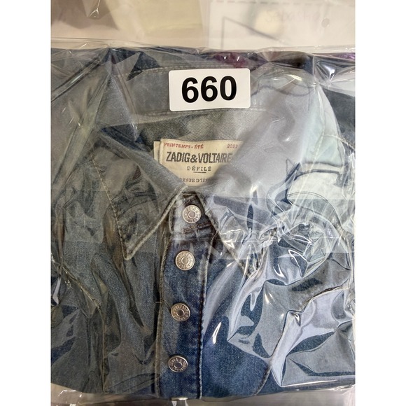 Zadig & Voltaire Thelmus Denim Western Shirt Size Medium Wash Blue Cotton Womens - Picture 13 of 13